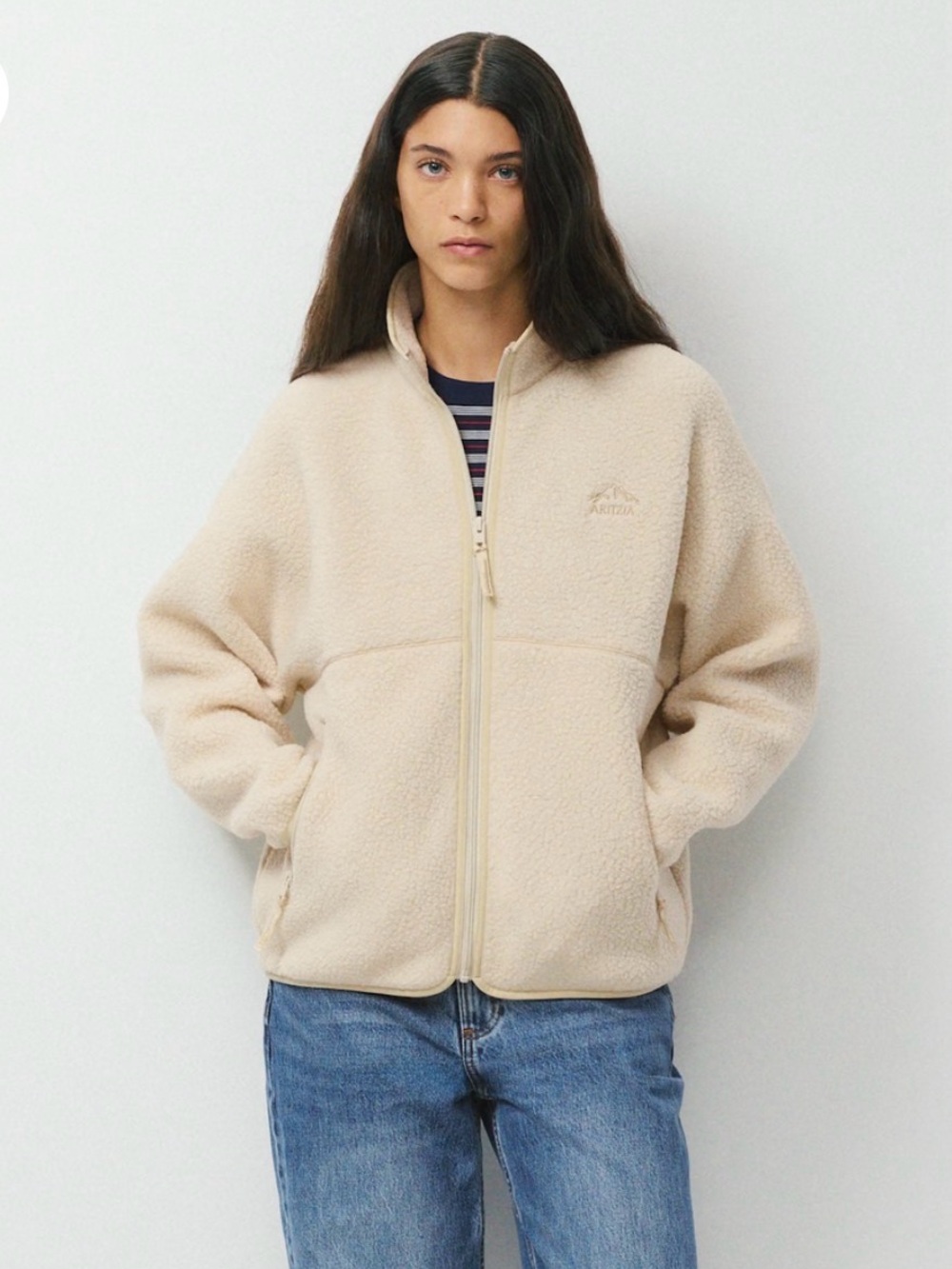 TNA Ivory Teddy Sherpa Full-Zip Jacket